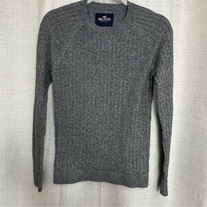 Hollister Men’s Gray Ribbed Knit Crewneck Casual Long Sleeve Sweater Size Small